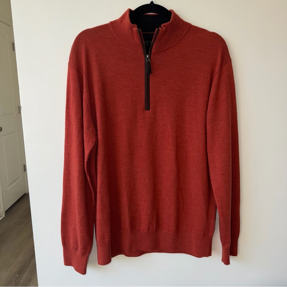 Orvis Men’s Quarter-Zip Sweater Pullover, Rust Orange